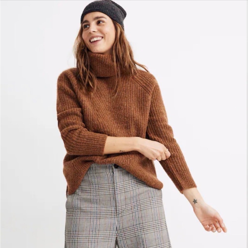 Madewell Mercer Rust Brown Turtleneck Sweater